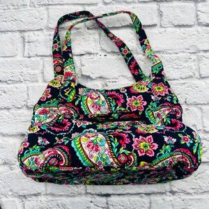 Vera Bradley Emily Paisley Quilted Satchel Shoulder Bag Floral Print Colorful